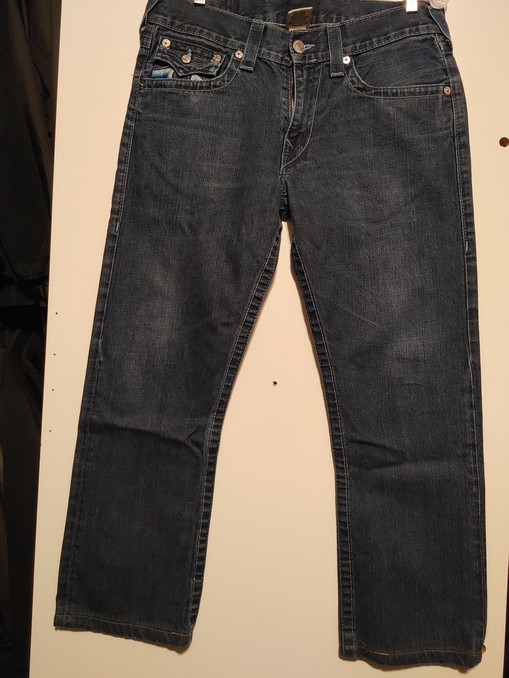 True Religion Men's Dark Indigo Straight Jeans